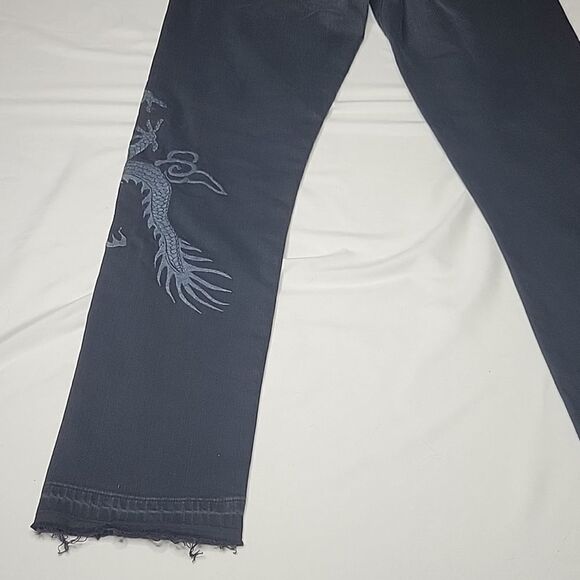 Rare NEW 27 x 28 CoH GRAY BLACK EMBROIDERED DRAGON RAW SLIM BOYFRIEND JEANS NWT - Picture 14 of 16